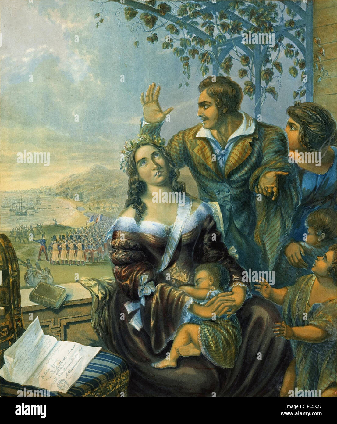 12 Pomare, Königin von Tahiti, die verfolgten Christen, von George Baxter, 1845 (Rahmenlose, digitale Restaurierung) Stockfoto