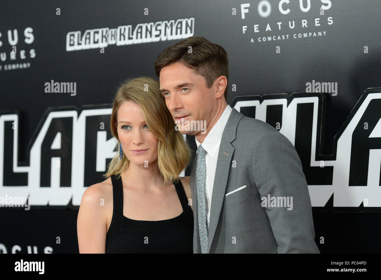 Ashley Hinshaw und Topher Grace besuchen New York Premiere von "BlacKkKlansman' an der Brooklyn Academy of Music am 30. Juli 2018 in New York City. Stockfoto