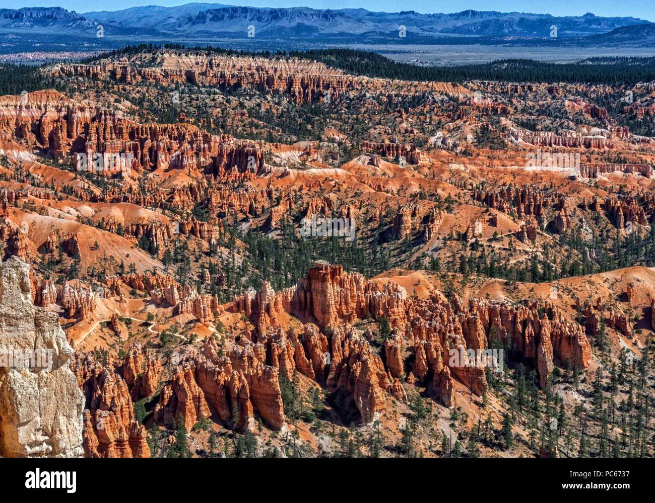 Utah, USA. 2. Juni 2018. Crimson farbige Hoodoos''""" spire geformten Felsen''" aus dem Bryce Point gesehen im Bryce Canyon National Park blicken, im südlichen Utah. Der Park ist ein beliebtes Reiseziel beliebt bei Touristen und Urlauber. Credit: Arnold Drapkin/ZUMA Draht/Alamy leben Nachrichten Stockfoto