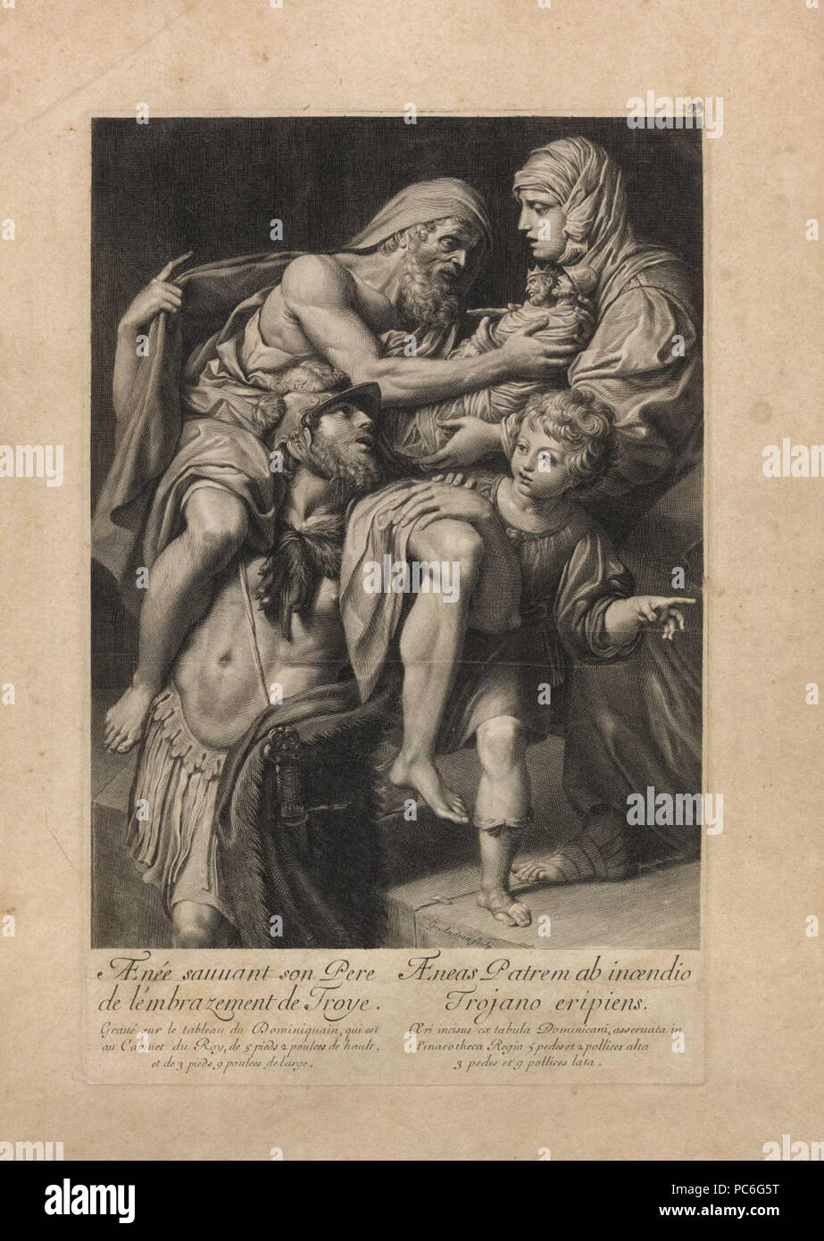 41 Gérard Audran - Eneias salva seu Pai tun incêndio em Tróia Stockfoto