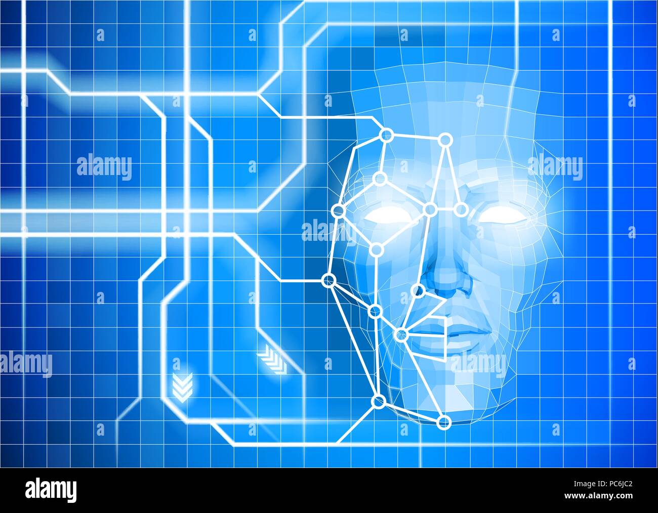 Gesichtserkennung Gesichtsbehandlung Technologie Hintergrund Stock Vektor
