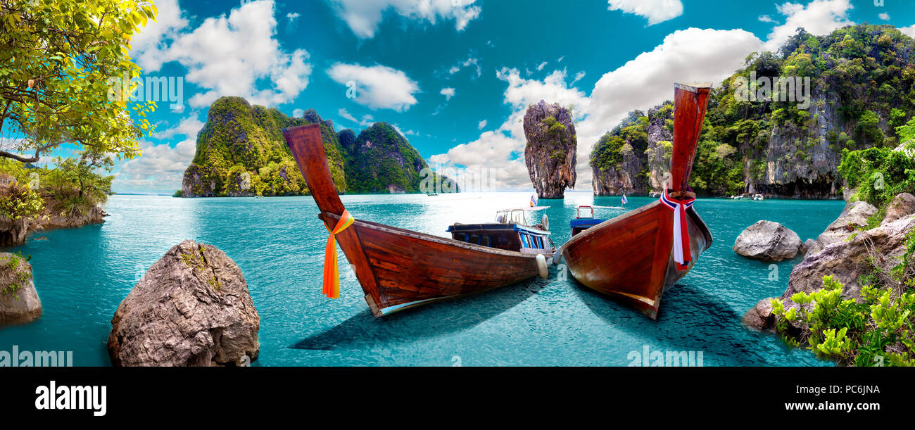 Landschaft Thailand ist und das Meer und Insel. Abenteuer und Reisen Konzept. Die malerische Landschaft. Phuket Marine Stockfoto