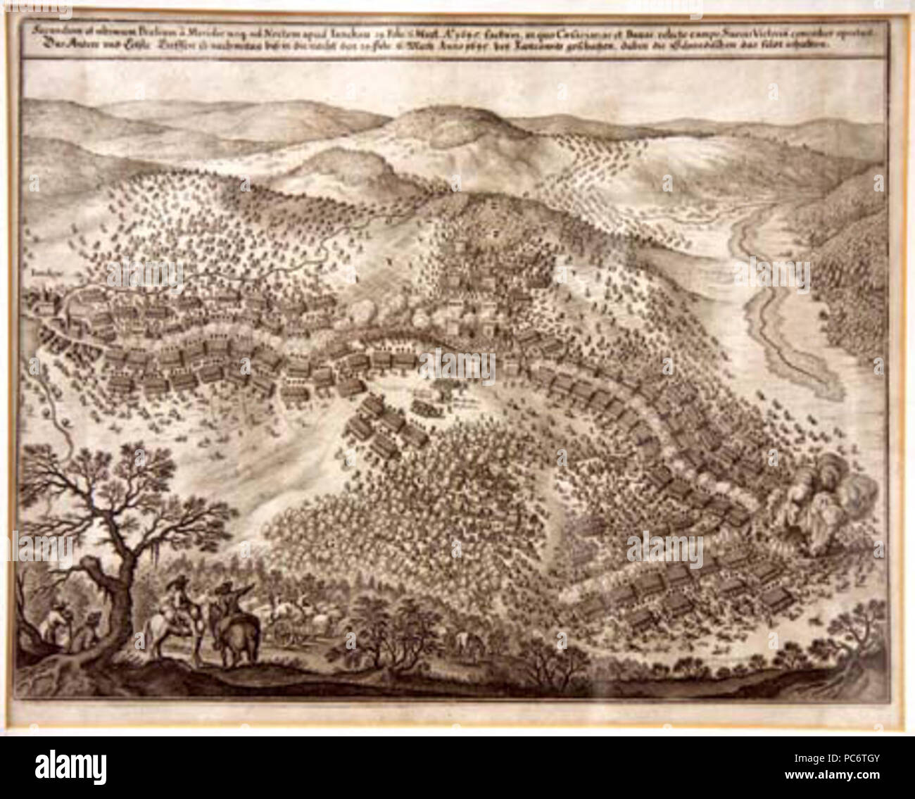 454 alten kupferstich der Schlacht von jankov Stockfoto