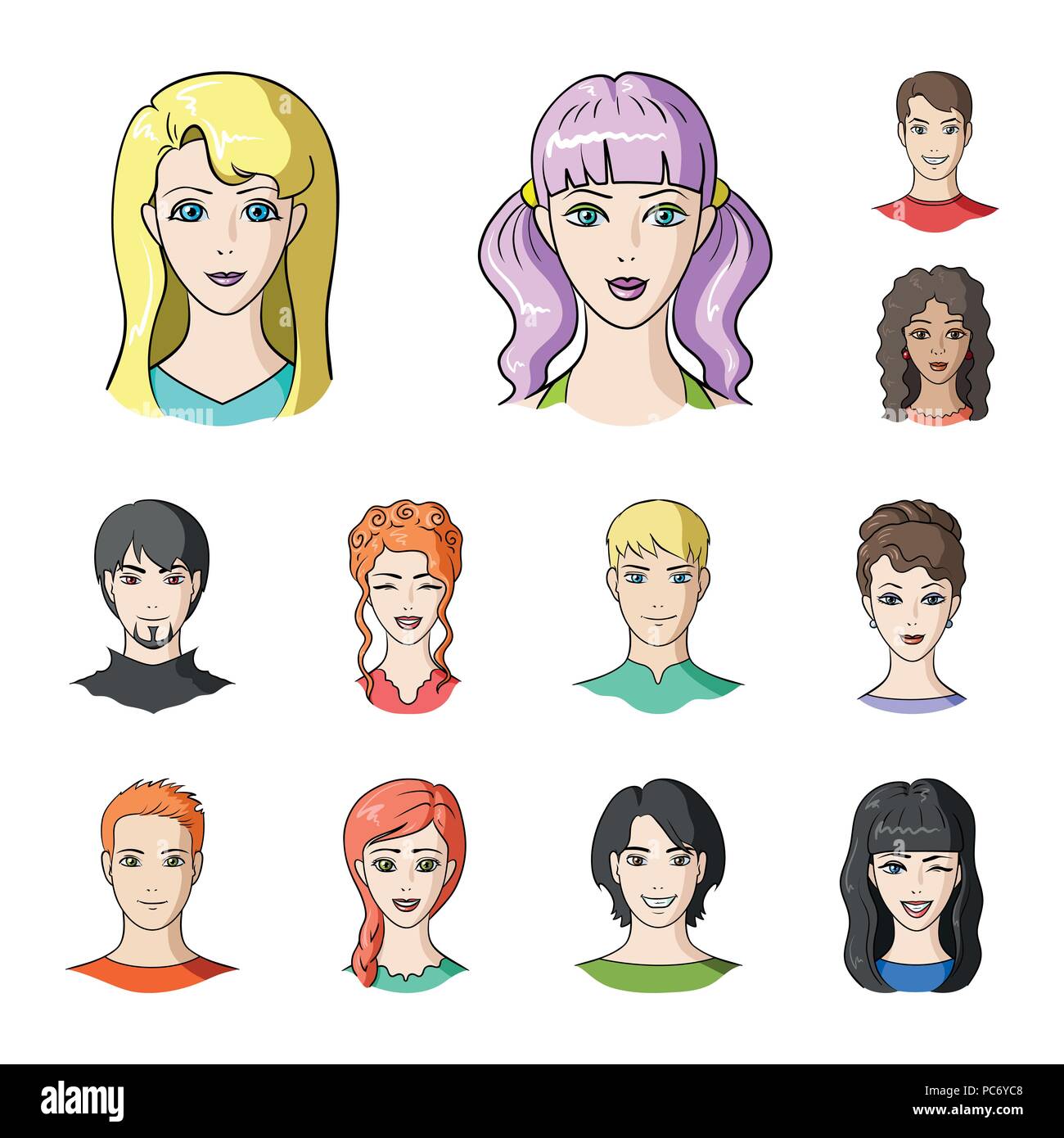 Avatar und Cartoon Symbole im Set Sammlung für Design. Eine Person aussehen Vektor Symbol lieferbar Abbildung. Stock Vektor