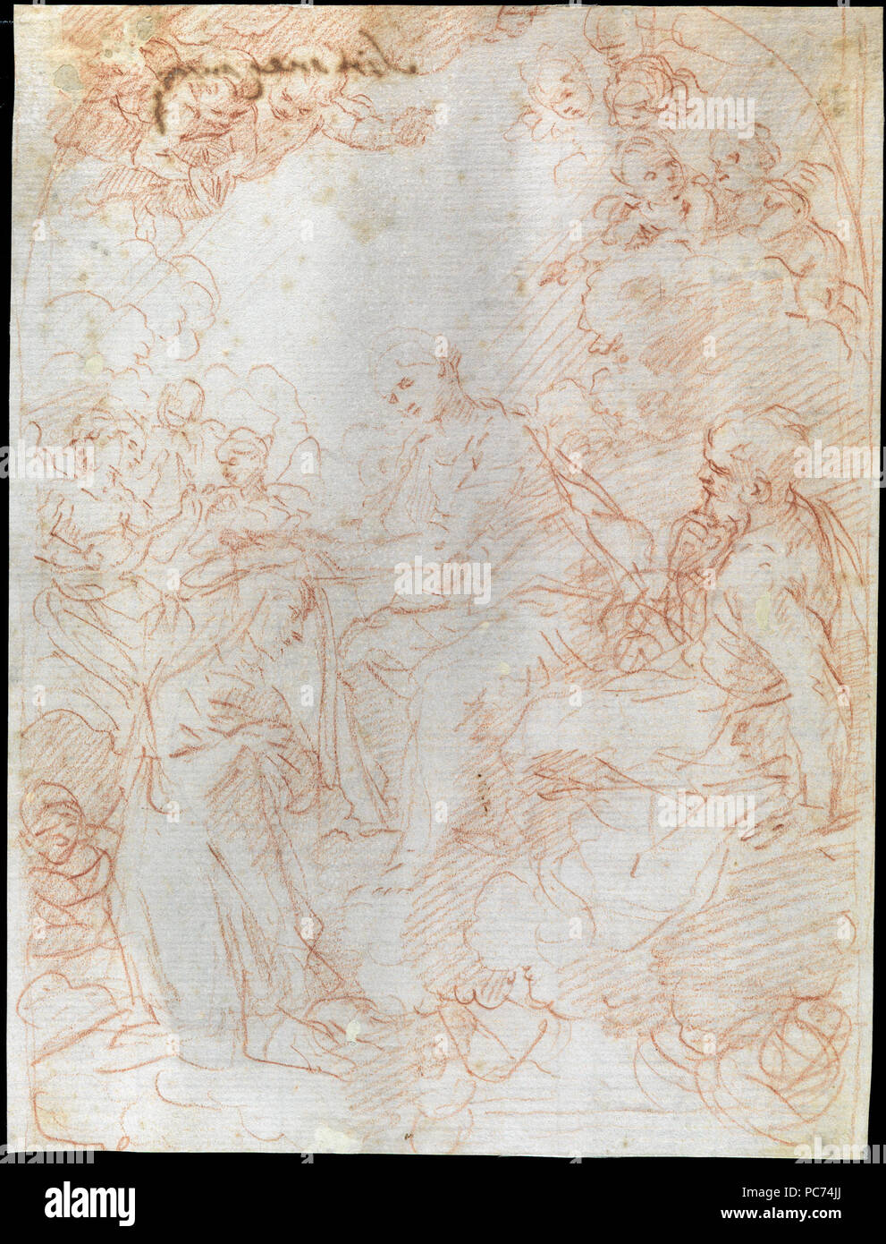 80 Simone Cantarini-A Virgem coroando uma Santa Stockfoto