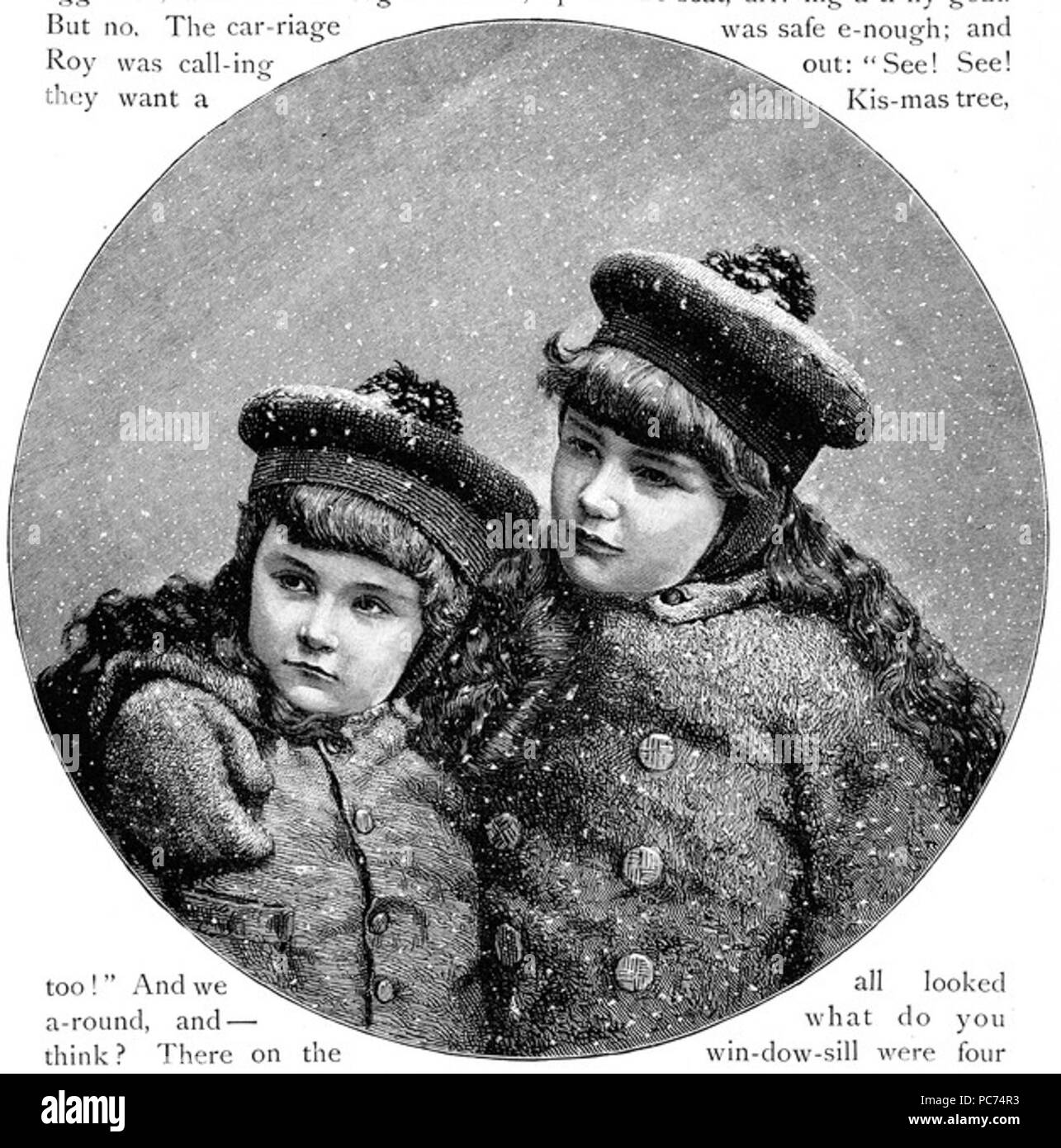 81 Schwestern in den Schnee zeichnen Stockfoto