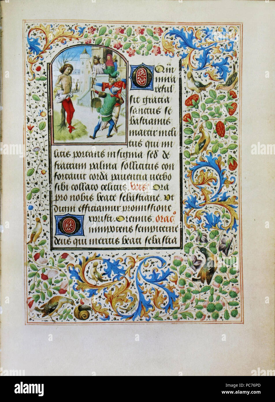 579 Stundenbuch der Maria von Burgund Wien cod. 1857 Heiliger Sebastian Stockfoto