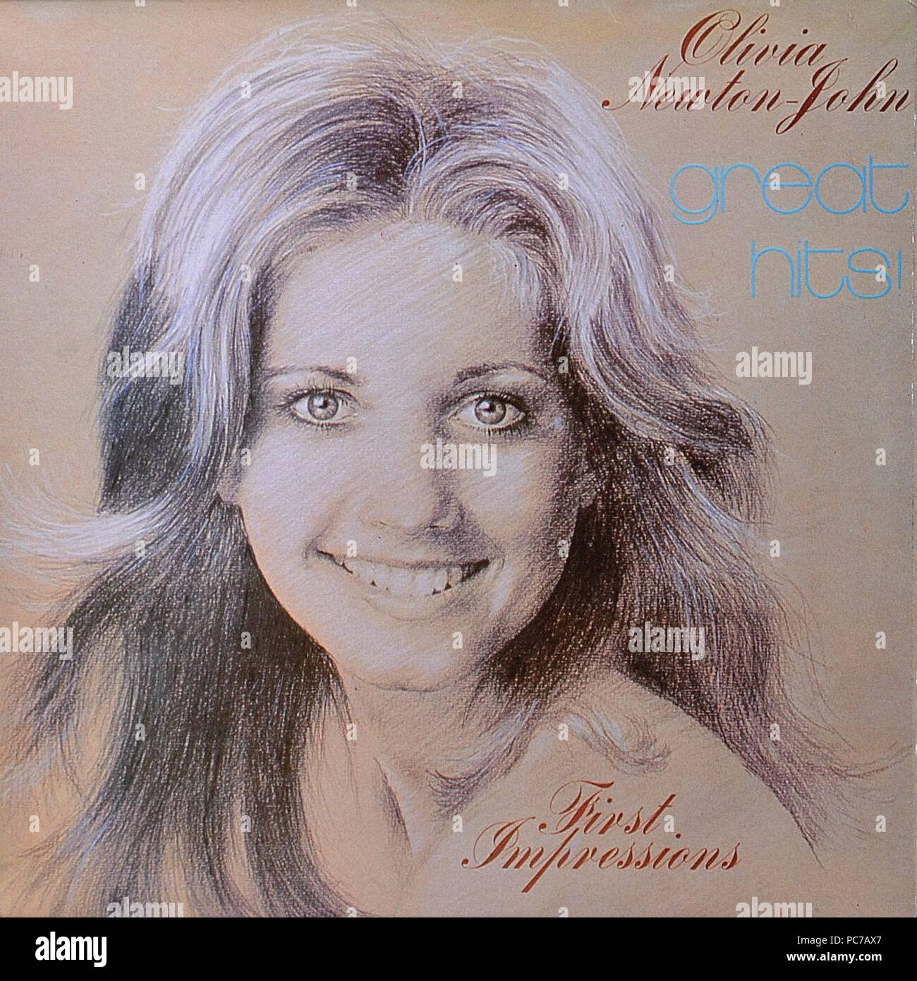 Olivia Newton John - Erste Eindrücke - Vintage Vinyl Album Cover Stockfoto
