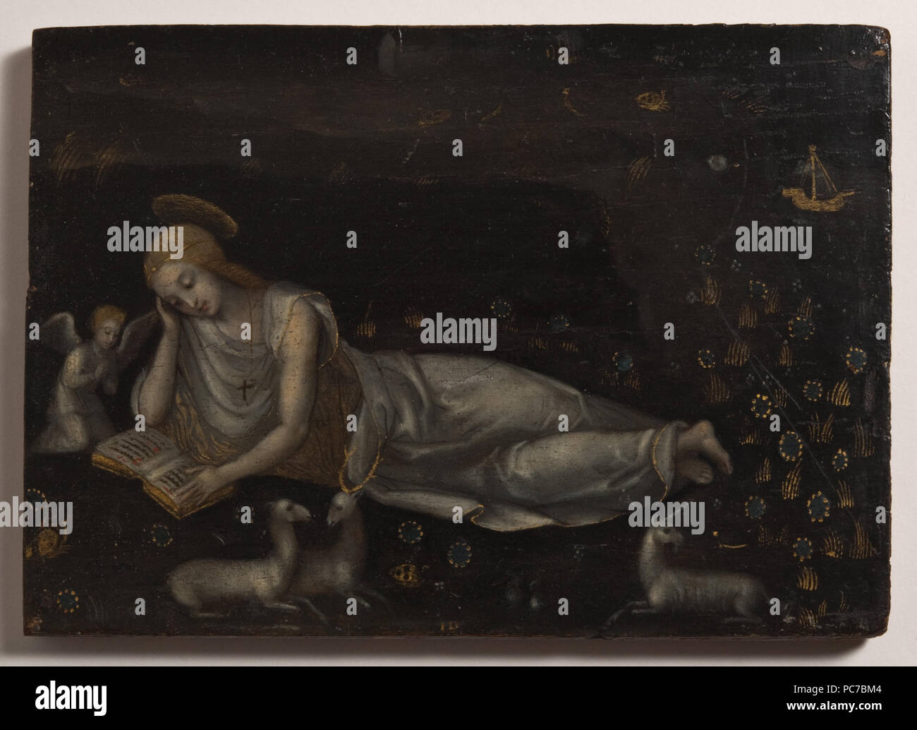 43 Oljemålning på träpannå den heliga Magdalena - Nationalmuseum - 7426 Stockfoto