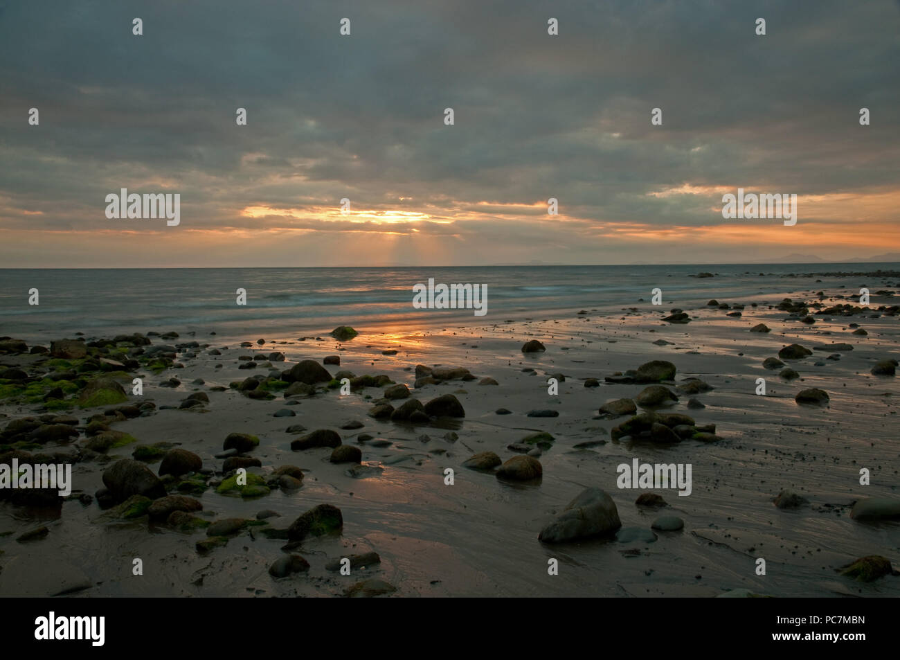 Sonnenuntergang über Cardigan Bay Stockfoto