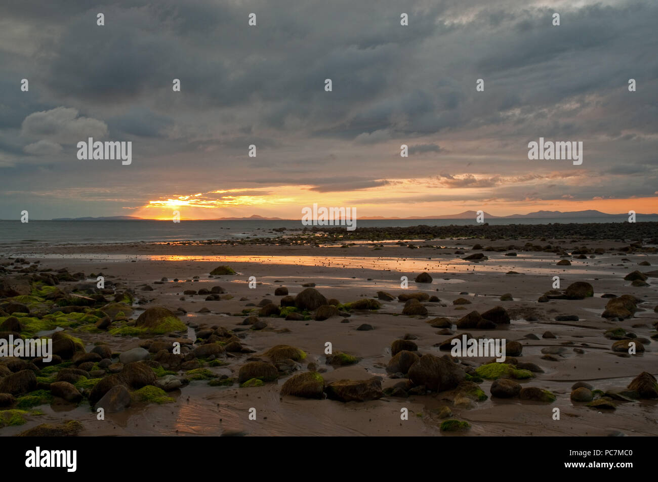 Sonnenuntergang über Cardigan Bay Stockfoto