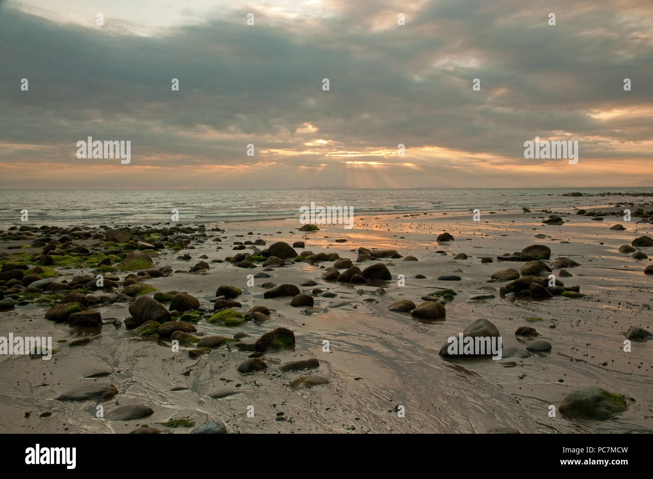 Sonnenuntergang über Cardigan Bay Stockfoto