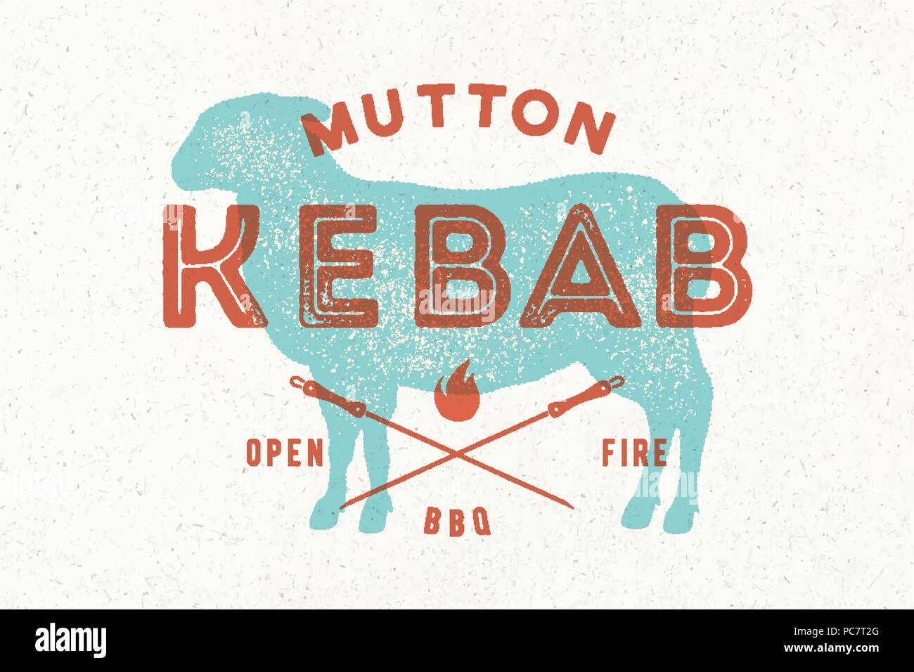 Lamm Kebab. Plakat für Metzgerei Fleisch shop Stock Vektor