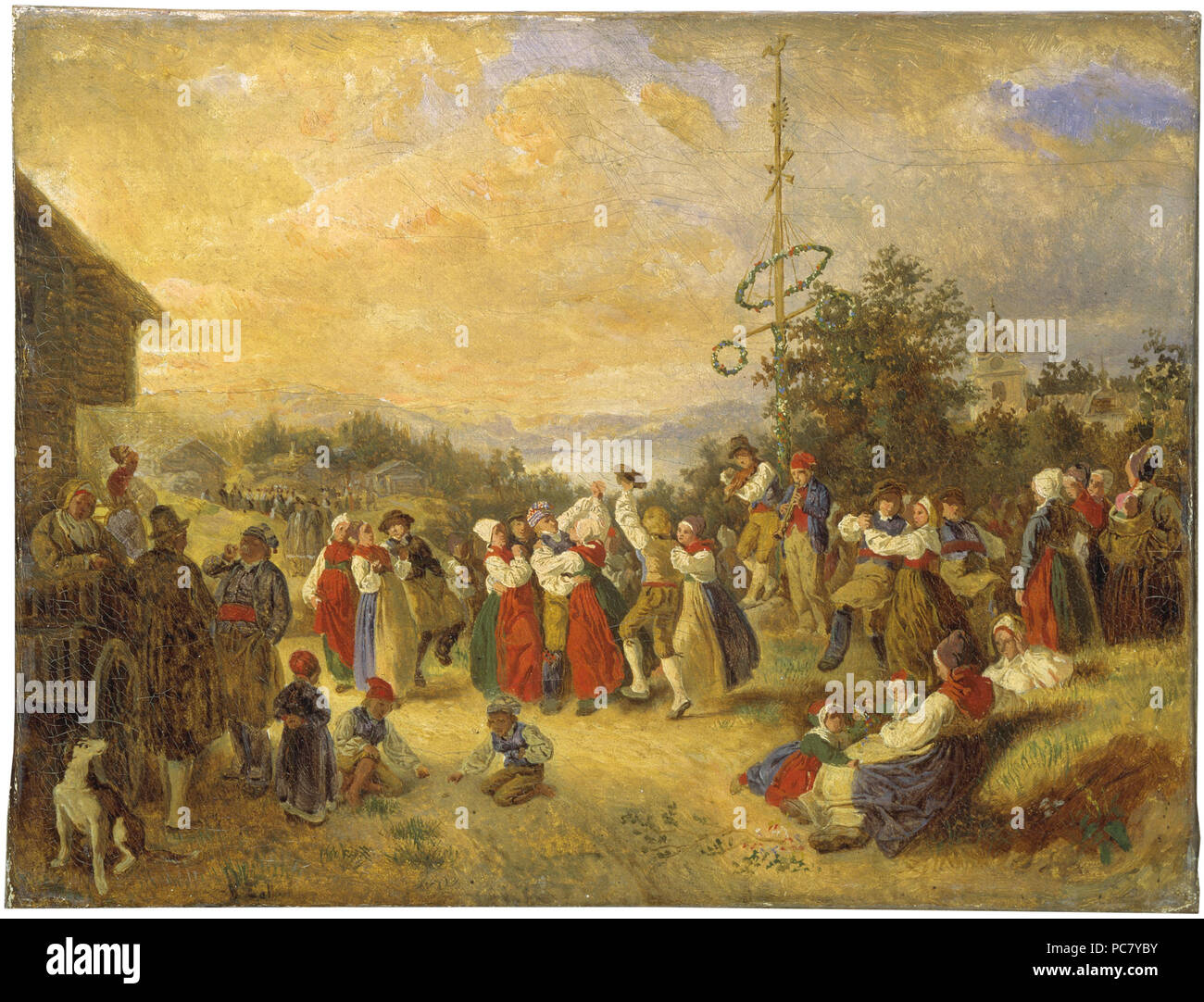 Kilian Zoll: Midsommardans ich Rättvik. NM2428 62 Hochsommer Tanz in Rättvik (Kilian Zoll) - Nationalmuseum - 19489 Stockfoto