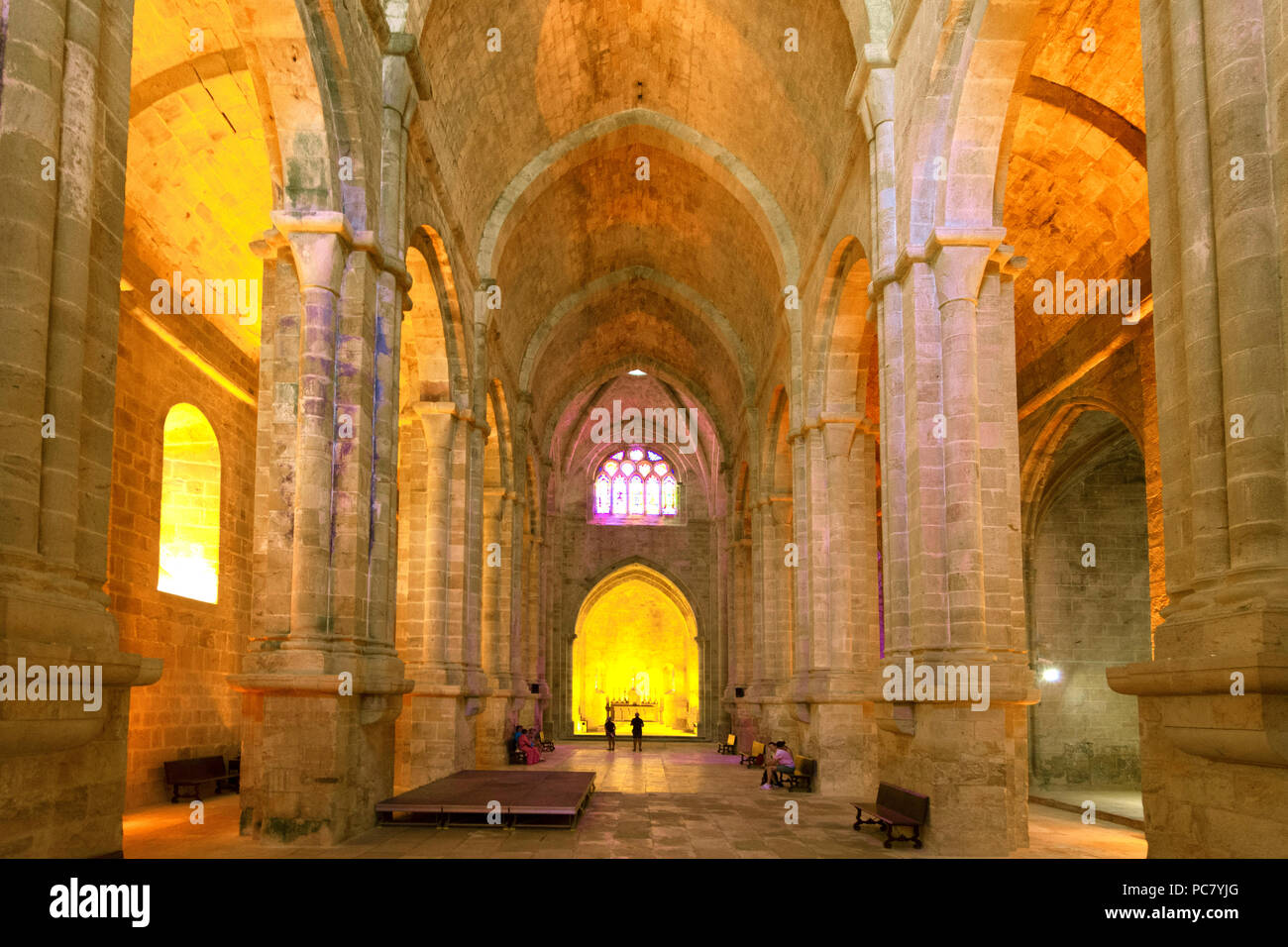 Abteikirche der Abtei Sainte-Marie de Fontfroide oder Fontfroide Abbey in der Nähe von Narbonne, Aude, Royal, Frankreich, West Europa Stockfoto