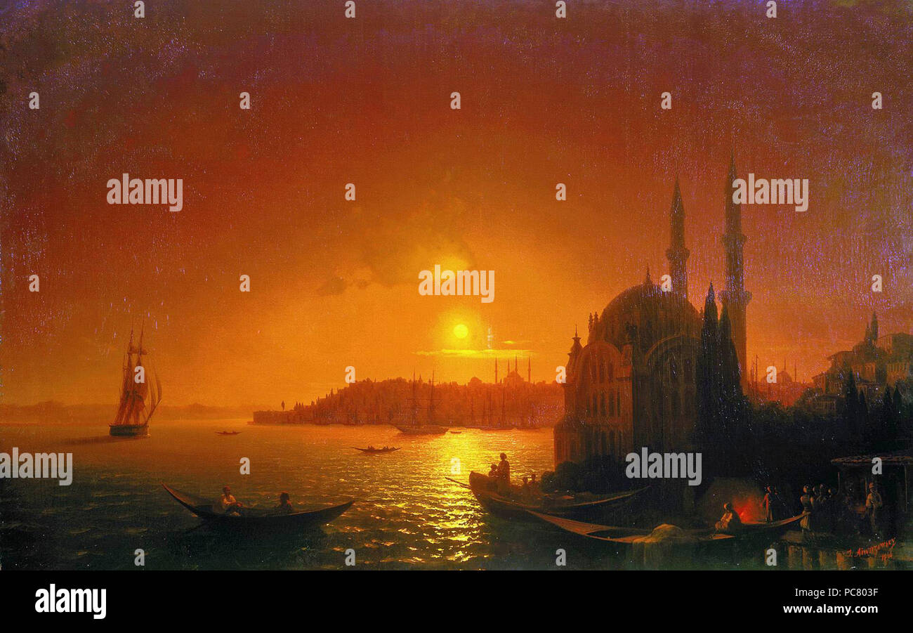 0 T672 Вид Константинополя при лунном освещении Айвазовский Stockfoto