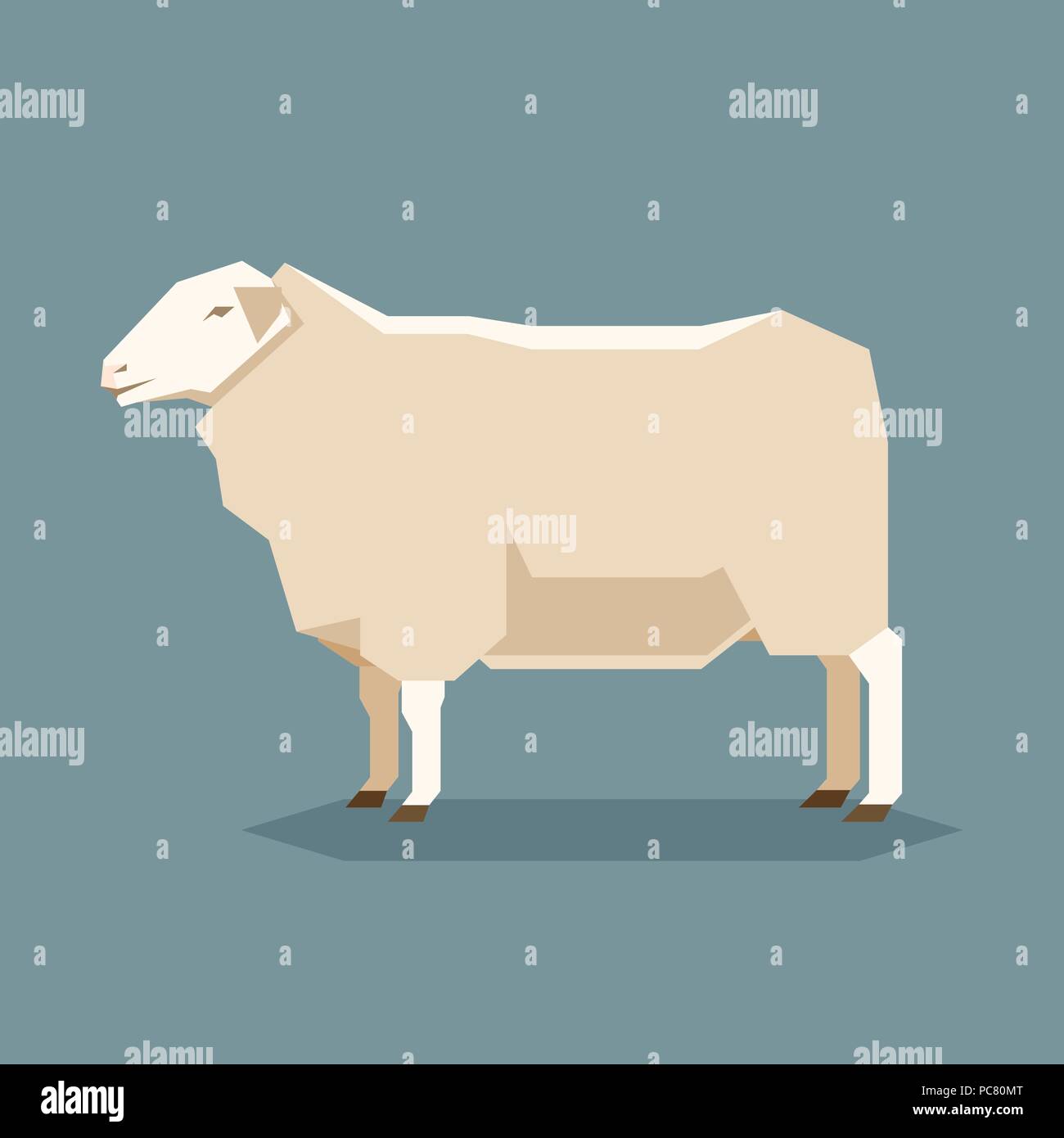 Flache geometrische Ostfriesischen Schafe Stock Vektor