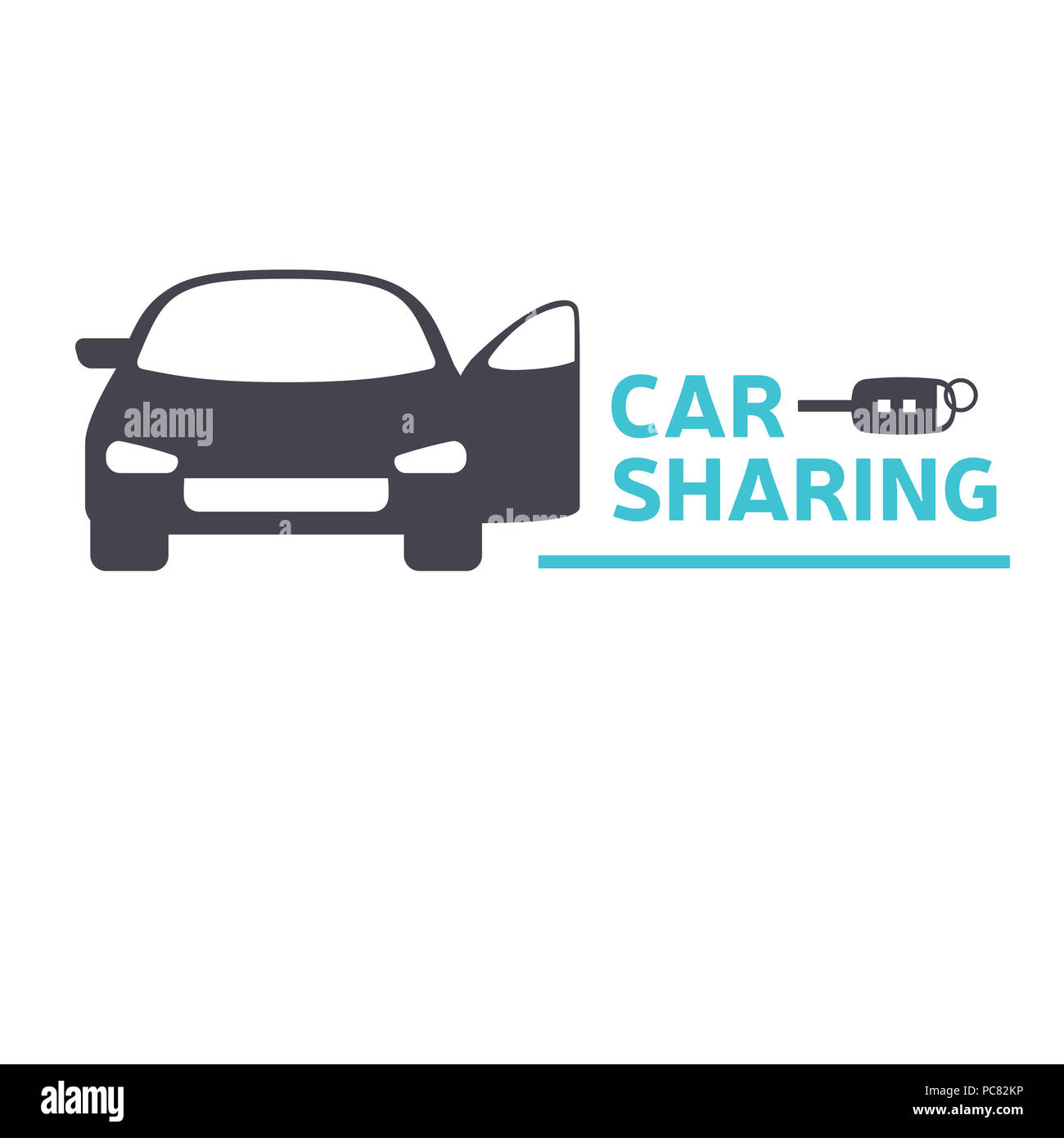 Car Sharing Service Icon Design Konzept. Carsharing mieten Auto mobile App logo Vorlage. Mietwagen Symbol Stockfoto