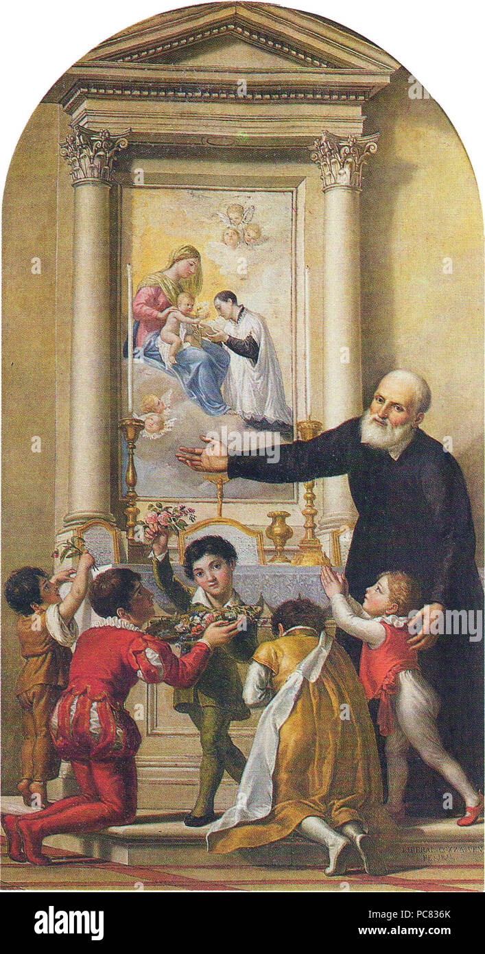541 San Filippo Neri invita Ich fanciulli eine venerare La Madonna (liberale cozza) Stockfoto