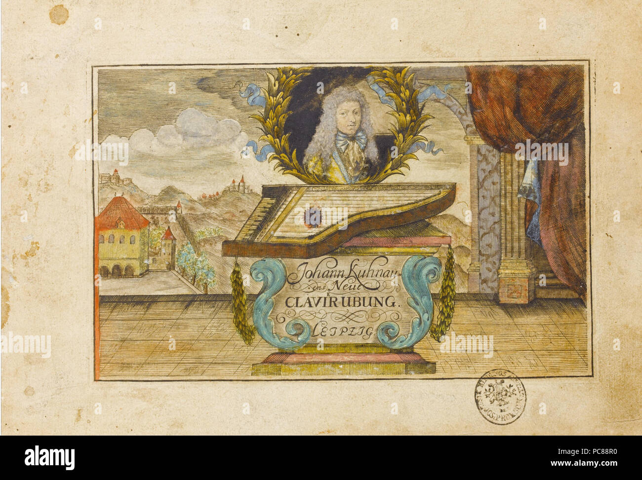 350 Kuhnau- Neue Clavier-Ubung Farbdruck (Sotheby's) Stockfoto