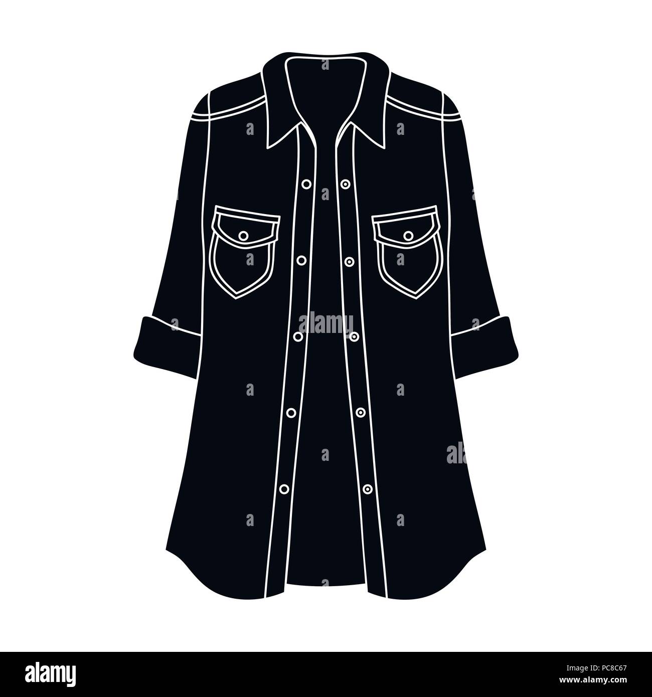 Die grünen Damen Jacke mit Tasten und kurzen Ärmeln. Casual Wear für die elegante Frau. Frauen Kleidung einzelnen Symbol in schwarz Stil Vektor symbol Lager w Stock Vektor