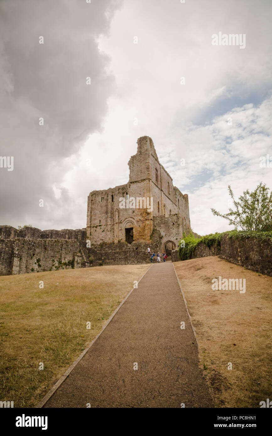 Die älteste erhaltene Post-römischen Stein Festung Chepstow Castle (Castell Cas-Gwent) in Chepstow, Monmouthshire in Wales Stockfoto