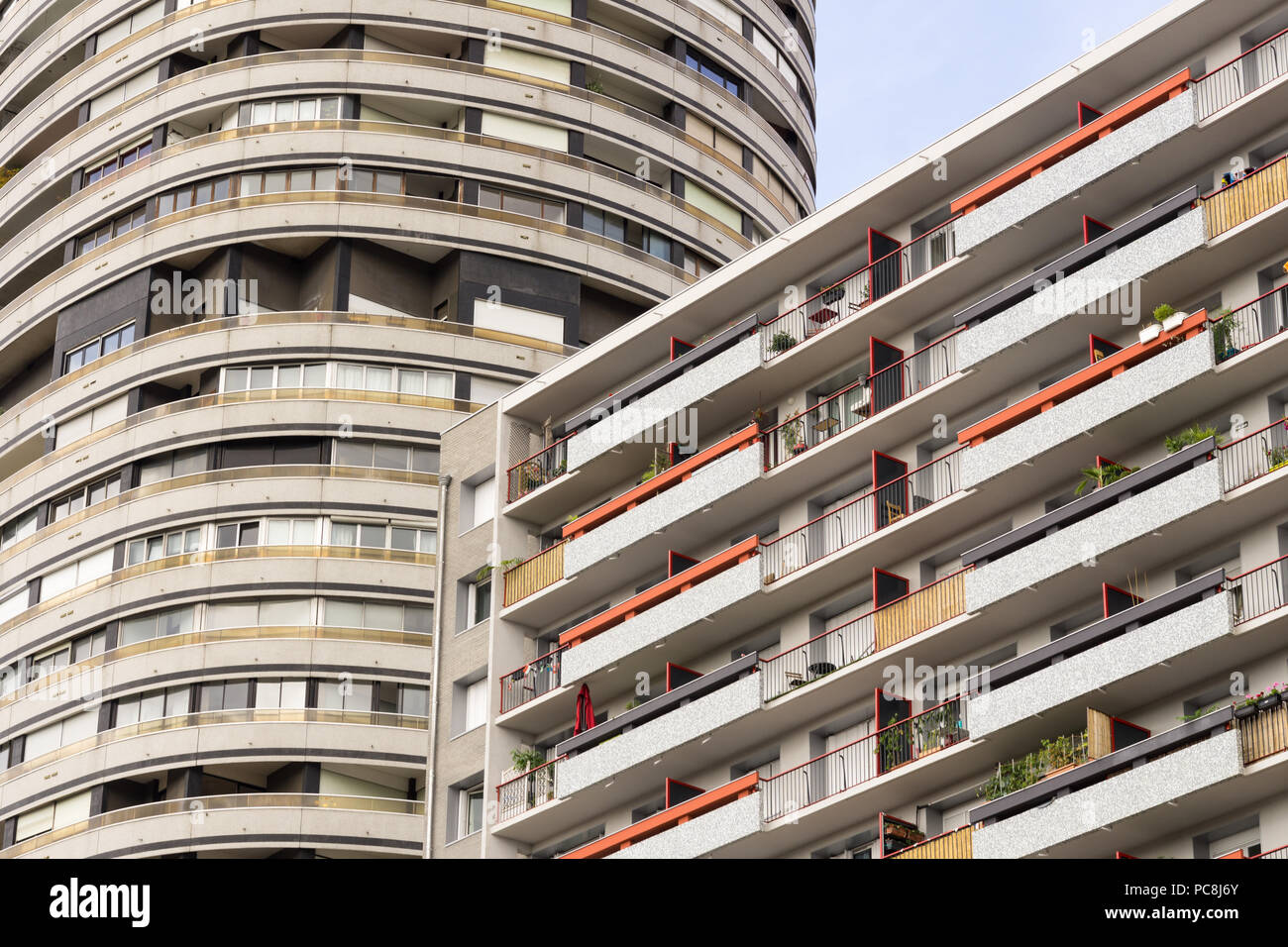 Paris Vororte - Wohngebäude, Teil des Olympiades Bezirk im 13. arrondissement von Paris, Frankreich, Europa. Stockfoto
