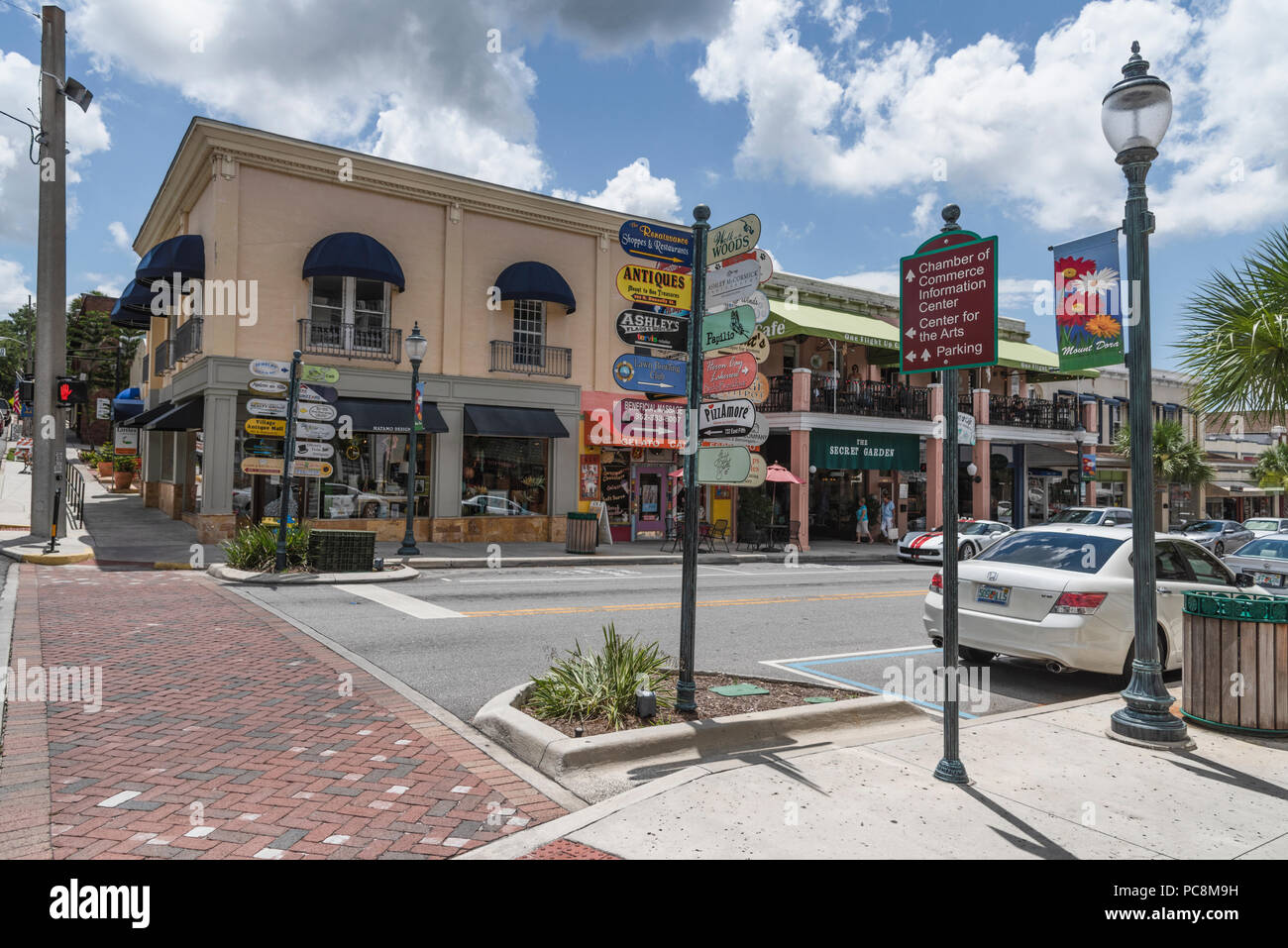 Mount Dora Florida Straßen der Stadt Stockfoto