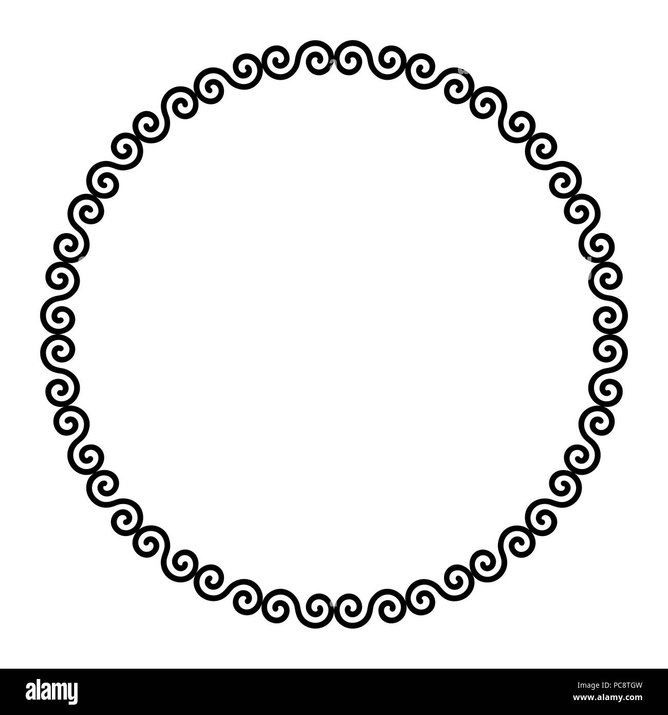 Kreis Rahmen mit keltischen doppelte Spiralen. Verriegelt und kombinierte doppelte Spiralen mit zwei Umdrehungen. Dekorativer Bordüre, von Linien gebaut. Stockfoto