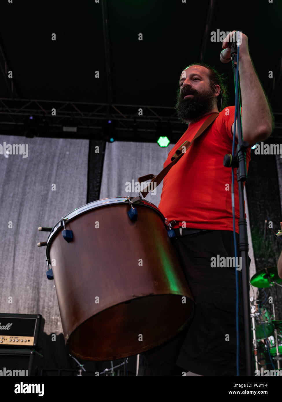 Bergamo, Italien - 29. Juli 2018: Die italienischen Folk Rocker band KALEVALA HMS führt an 6 Folk und Metal Fest von Malpaga (BG). Brambilla Simone Live Stockfoto
