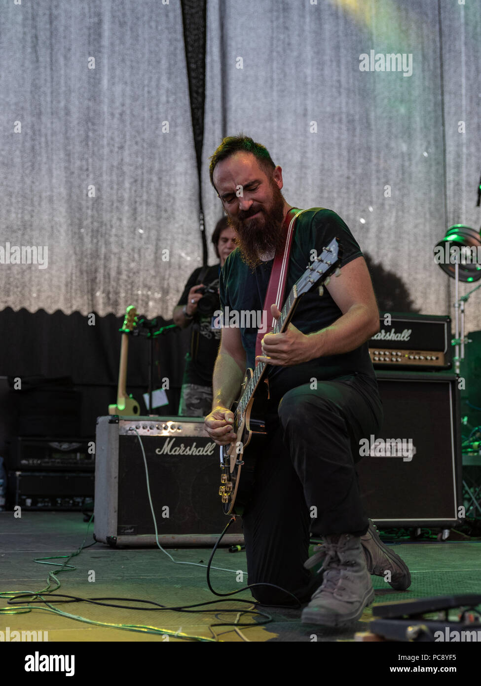 Bergamo, Italien - 29. Juli 2018: Die italienischen Folk Rocker band KALEVALA HMS führt an 6 Folk und Metal Fest von Malpaga (BG). Brambilla Simone Live Stockfoto