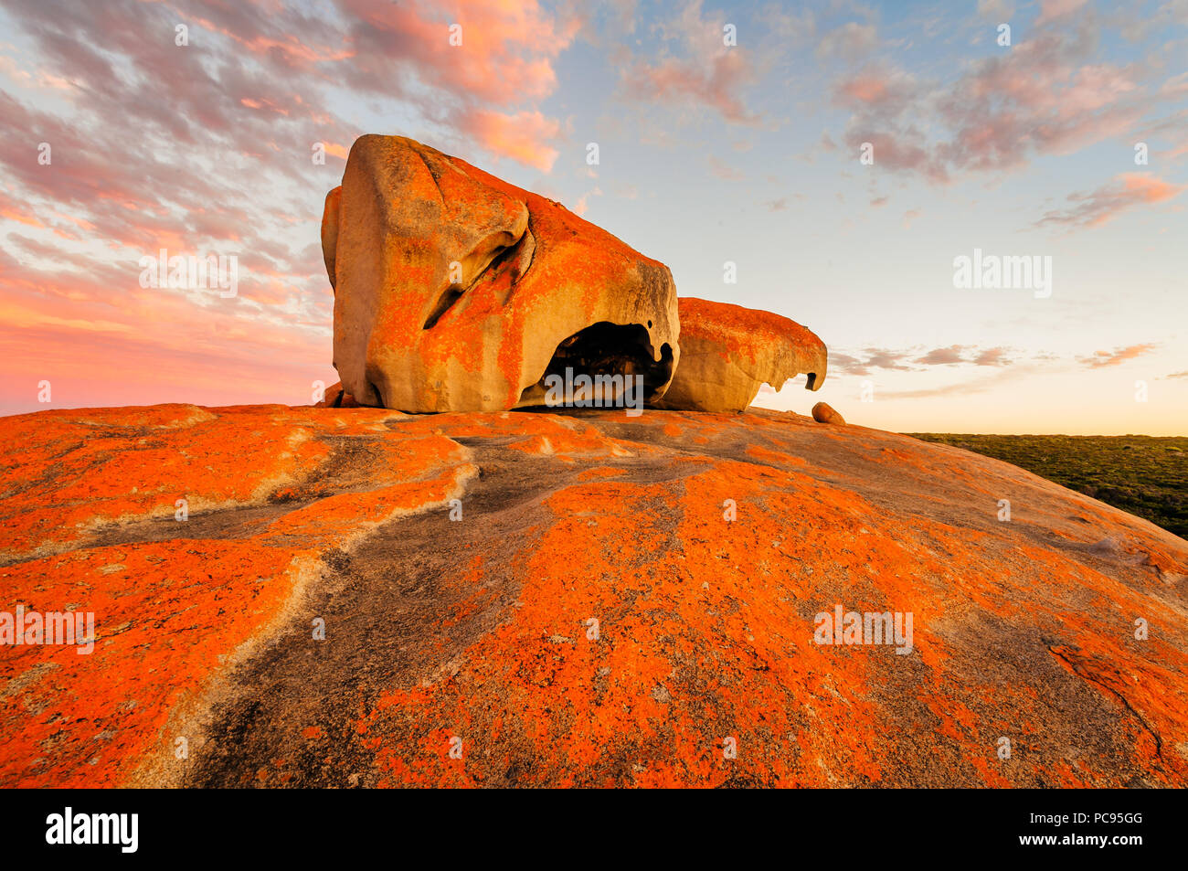 Berühmte Remarkable Rocks im Flinders Chase National Park. Stockfoto