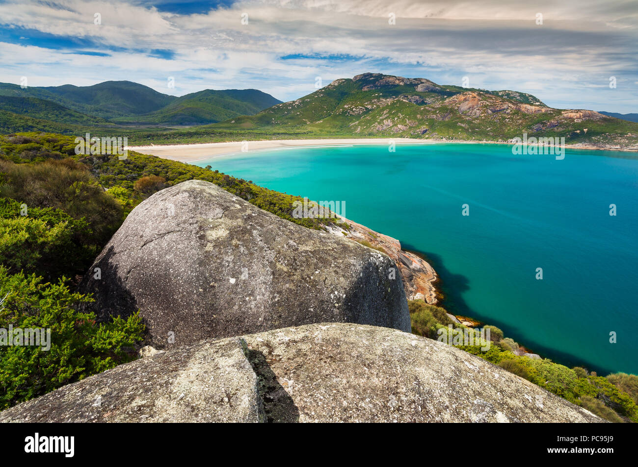 Blick auf Norman Bay in Wilsons Promontory National Park. Stockfoto