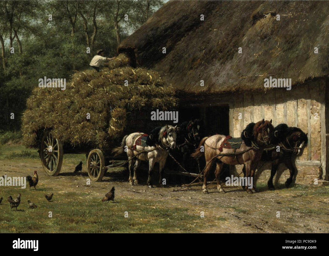 35 Lossen van de hooiwagen Willem Carel Nakken Stockfoto