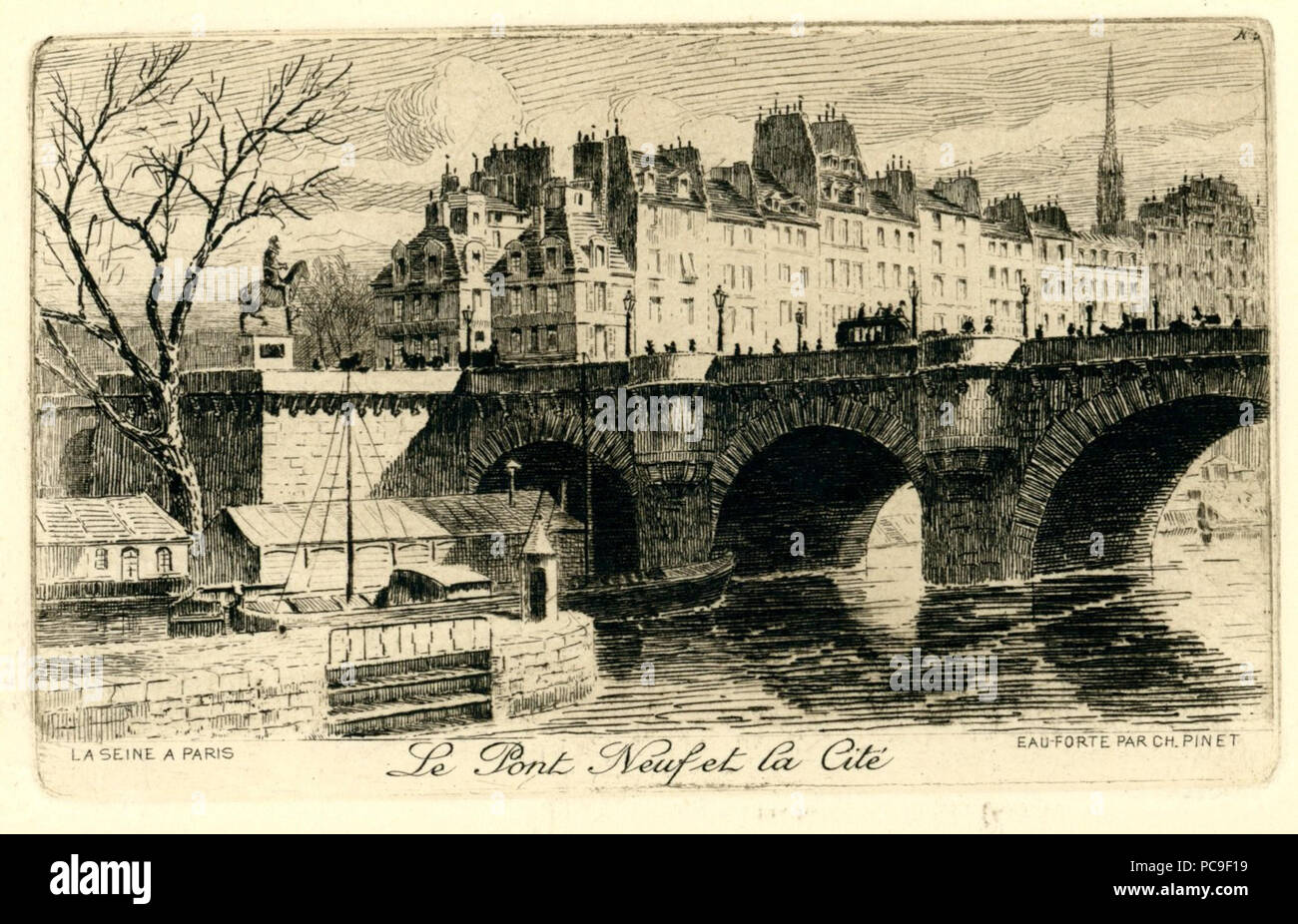 355 LA SEINE À PARIS n°5 Le Pont Neuf et la Cité Stockfoto