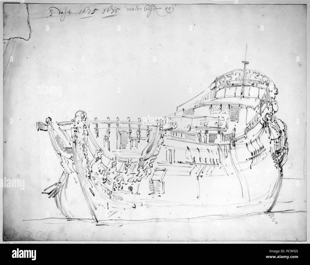 83 St David, 54-gun im vierten Satz, gebaut 1667, gesunken 1690, von Willem van de Velde Stockfoto