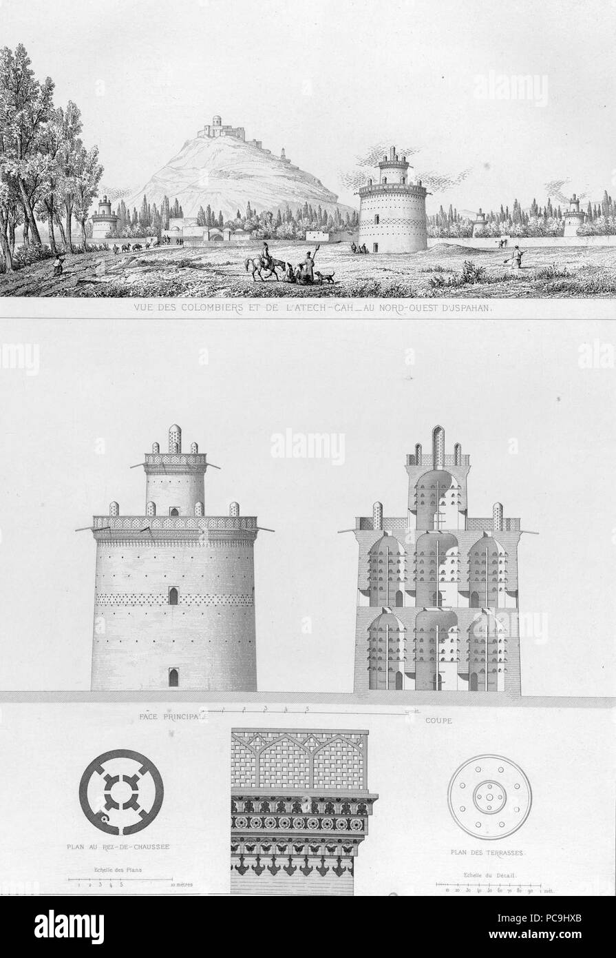 22 Details zu einem Taubenschlag, Isfahan von Pascal Coste Stockfoto