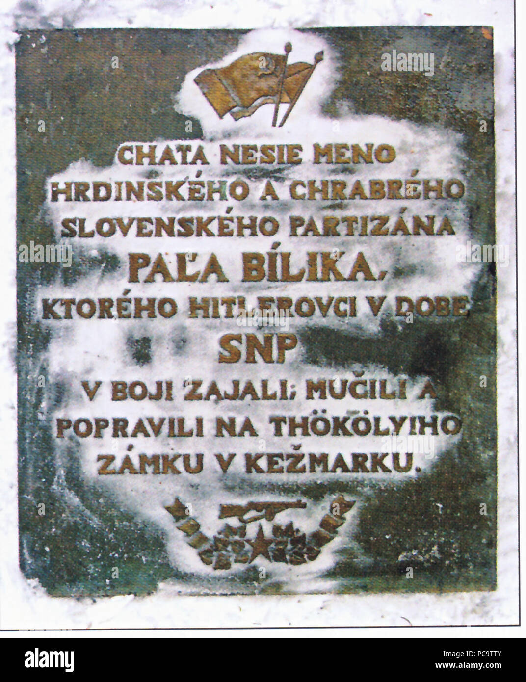 465 Pamätná tabuľa Bilik - partizán Stockfoto