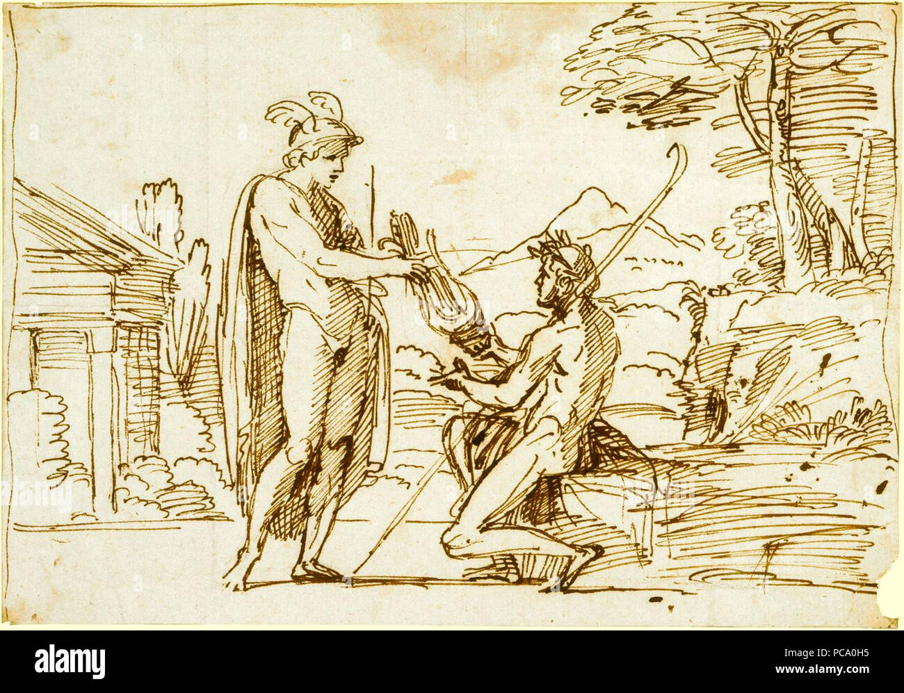 8 Annibale Carracci, Apollo, die Leier von Quecksilber Stockfoto