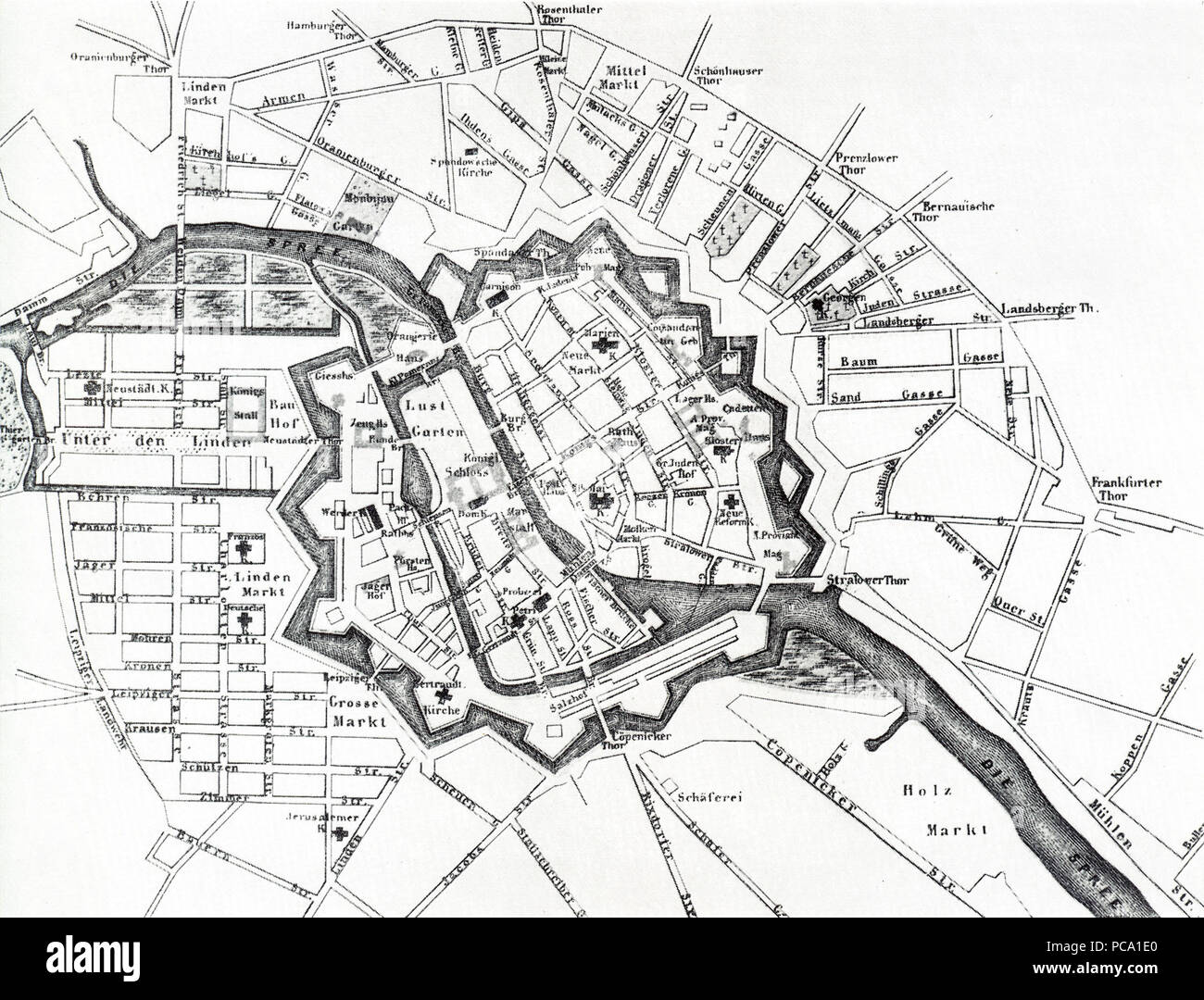 392 Karte de Berlin 1710 Stockfoto
