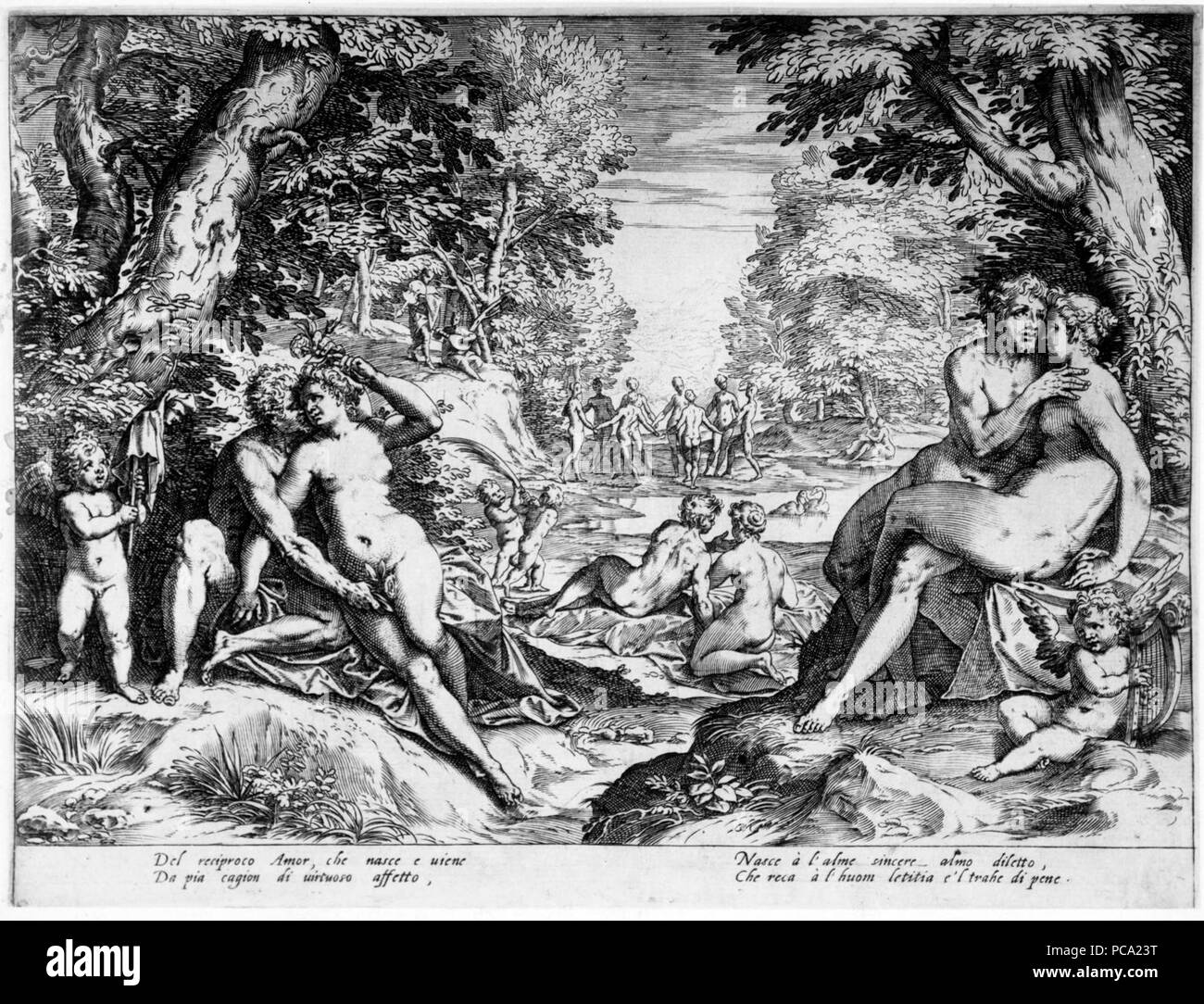 Agostino Carracci - Reciproco Amore oder Liebe in das Goldene Zeitalter. Stockfoto