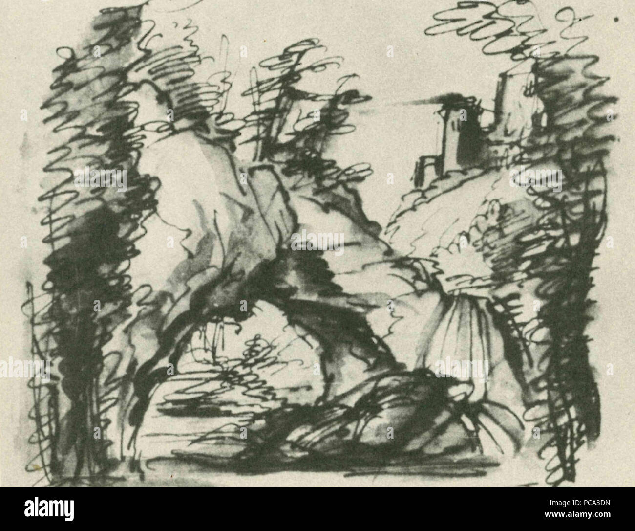 591 Tetide in Sciro - Akt I, 1 (Evtl. von Domenico Scarlatti) Bühnenbild von Filippo Juvarra Stockfoto