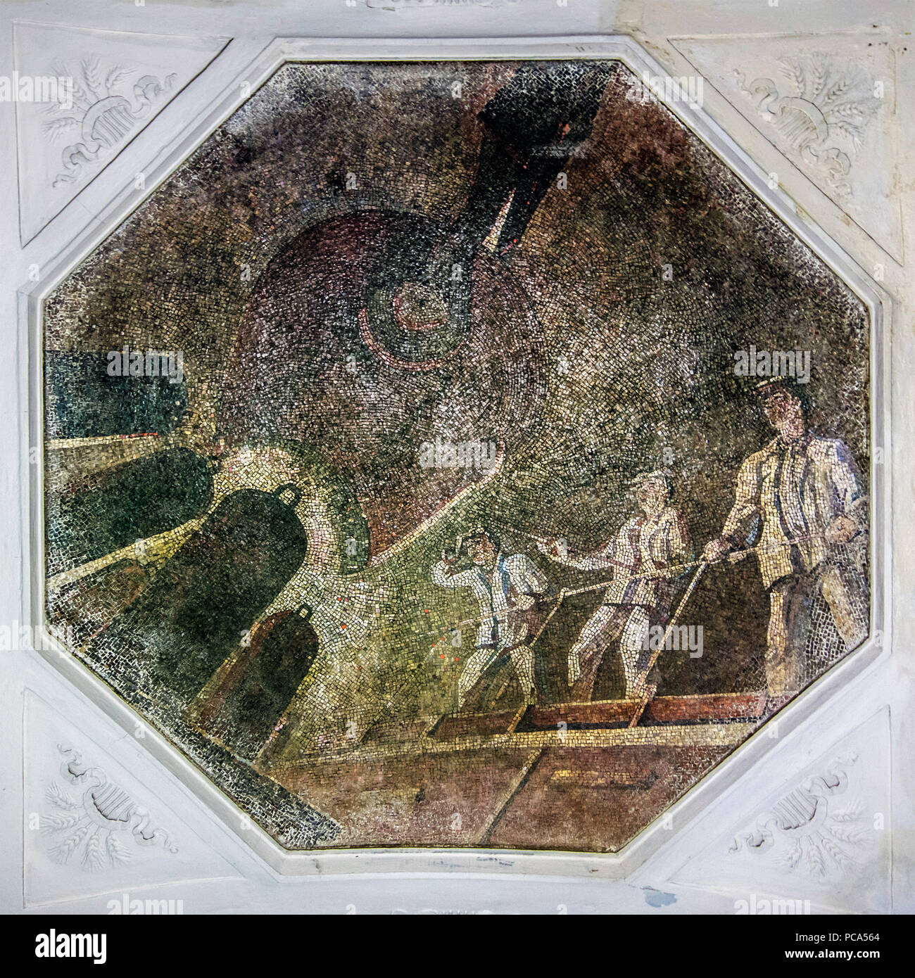 MSK 413 Metro Linie 2 Novokuznetskaya Mosaik Stahlarbeiter Stockfoto