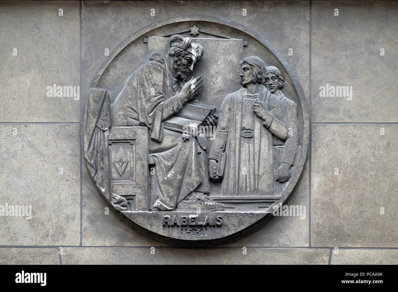 Francois Rabelais, der französischen Renaissance Schriftsteller, Arzt, Renaissance Humanisten, Mönch und griechischen Gelehrten. Faculte de Tiermedizin Paris Stockfoto