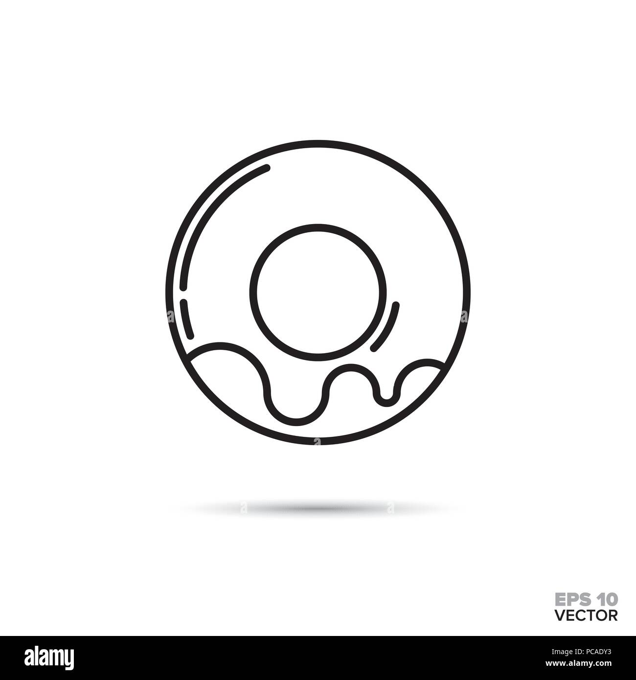 Krapfen mit Puderzucker vektor Symbol Leitung. Süße Speisen Symbol. Stock Vektor