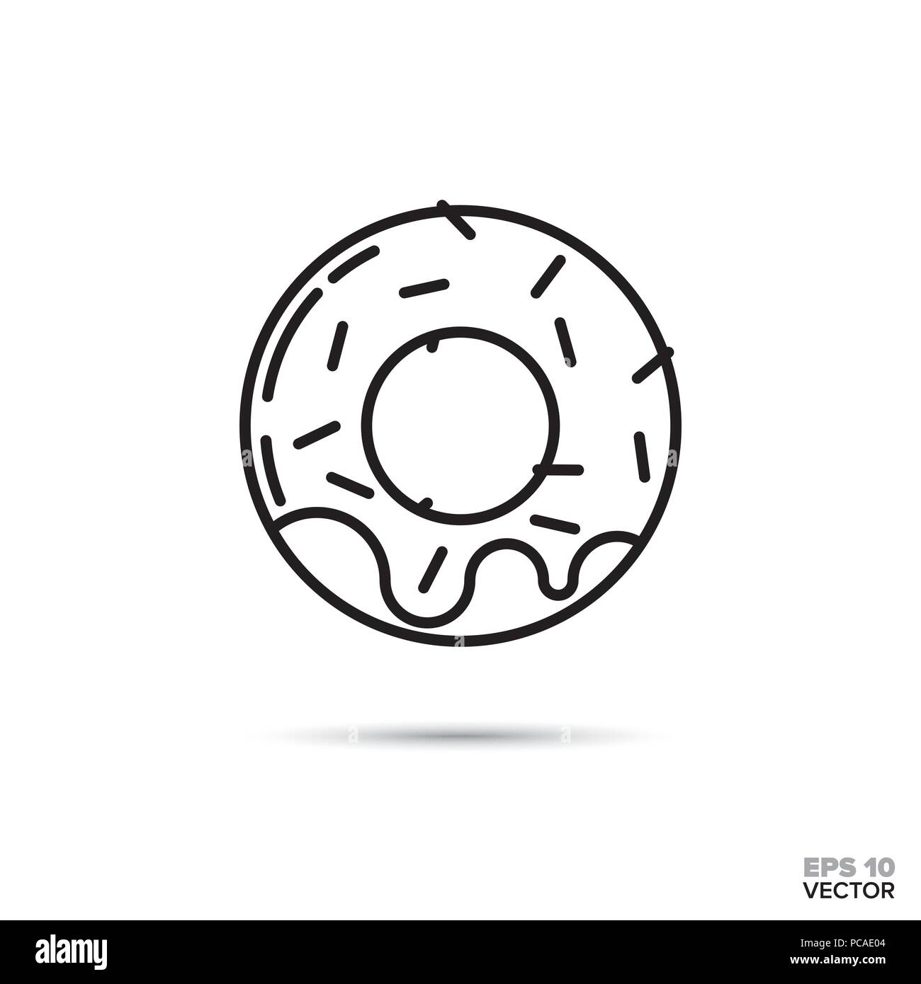 Donut mit Streuseln und Vereisung vektor Symbol Leitung. Süße Speisen Symbol. Stock Vektor