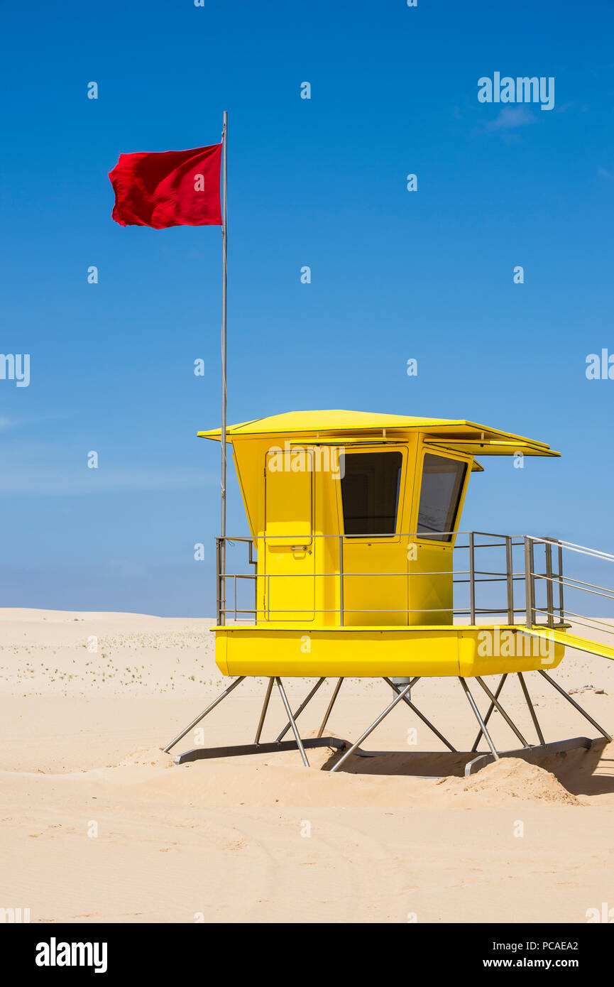 Watchguard Haus, weißen Sanddünen in der natürlichen Parque von Corralejo, Fuerteventura, Kanarische Inseln, Spanien, Atlantik, Europa Stockfoto