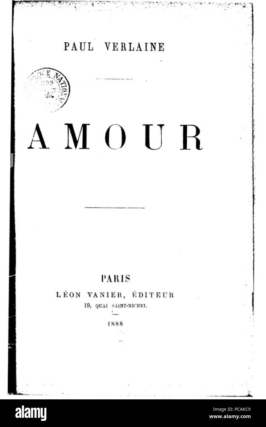629 Verlaine, Amour 1888 Stockfoto