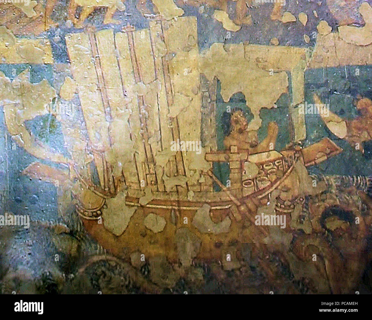 Ajanta Höhle 2 3-Mast sailship. Stockfoto
