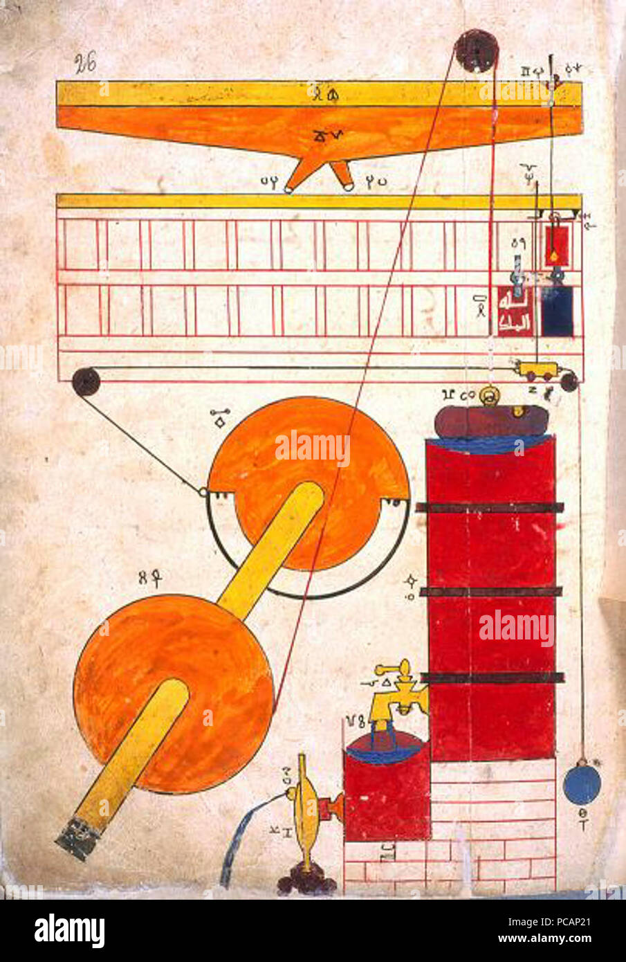 Al-jazari - Le mécanisme primaire. Stockfoto